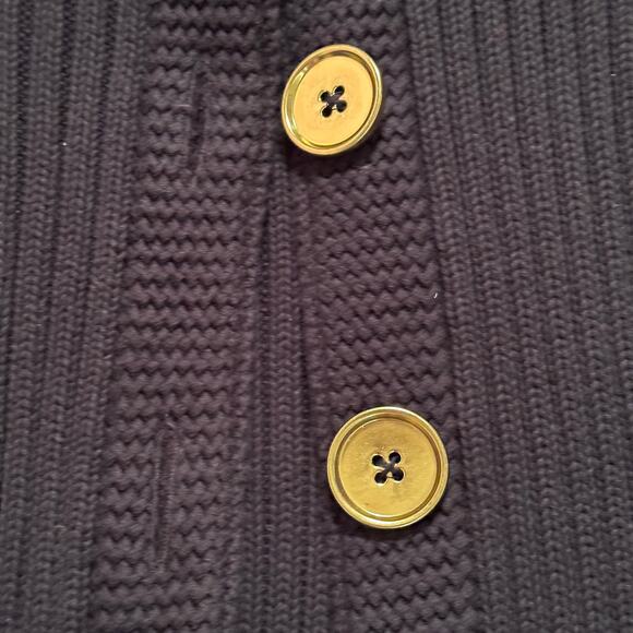 Talbots LADY Jacket Pima Cotton Cardigan Ribbed Knit Button Black SZ Medium - Picture 6 of 9